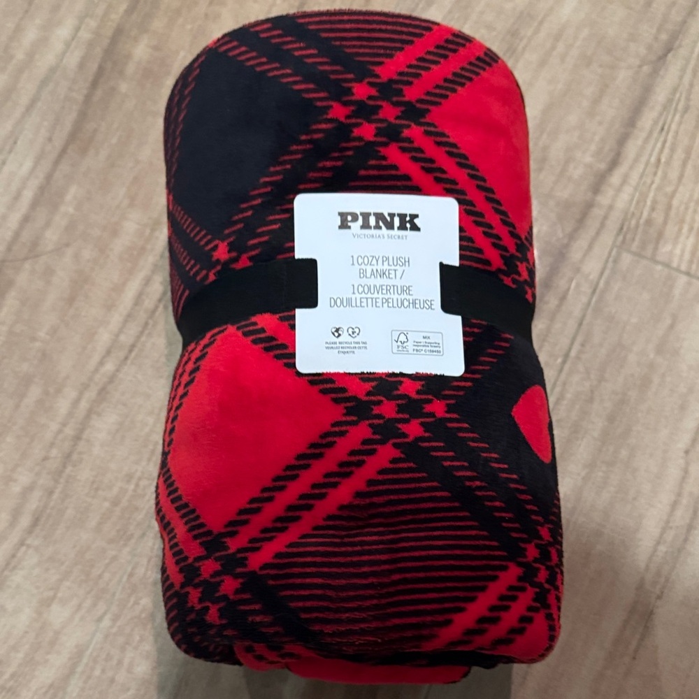 Pink Plaid Plush Blanket 50x60